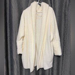 Faux fur open long jacket